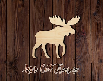 Moose - Unfinished Laser Cut Wood Shape - 1/8" Baltic Birch Plywood - Please read item description