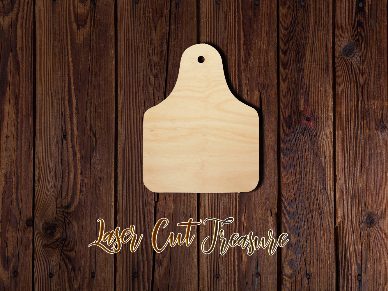 Cattle Tag - Unfinished Laser Cut Wood Shape - 1/8" Baltic Birch Plywood - Please read item description