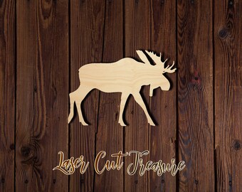 Moose - Unfinished Laser Cut Wood Shape - 1/8" Baltic Birch Plywood - Please read item description