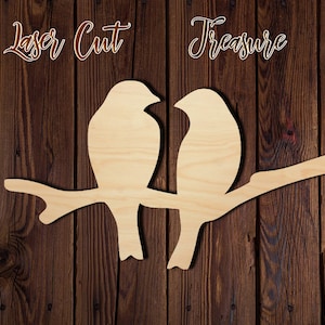 Love Birds - Valentine&#39;s Day - Unfinished Laser Cut Wood Shape - 1/8&quot; Baltic Birch Plywood - Please read item description