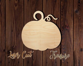 Pumpkin - Thanksgiving - Unfinished Laser Cut Wood Shape - 1/8&quot; Baltic Birch Plywood - Please read item description