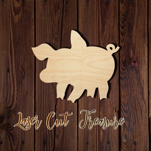 Pig Shape - Unfinished Laser Cut Wood Shape - 1/8&quot; Baltic Birch Plywood - Please read item description