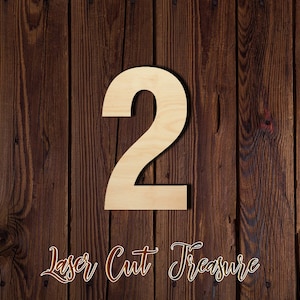Two - Number - Unfinished Laser Cut Wood Shape - 1/8&quot; Baltic Birch Plywood - Please read item description