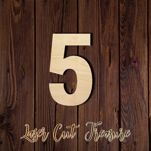 Five - Number - Unfinished Laser Cut Wood Shape - 1/8&quot; Baltic Birch Plywood - Please read item description