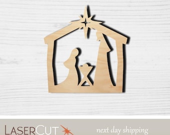 Nativity Scene - Christmas - Laser Cut Nativity Scene - Unfinished Wood Shape - 1/8" Baltic Birch Plywood - Please read item description