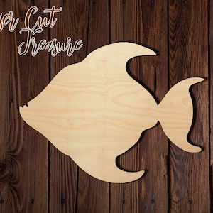 Fish - Unfinished Laser Cut Wood Shape - 1/8&quot; Baltic Birch Plywood - Please read item description