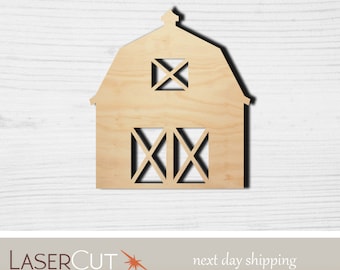 Barn - Unfinished Laser Cut Wood Shape - 1/8&quot; Baltic Birch Plywood - Please read item description