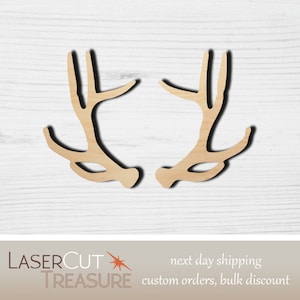 Antlers - Unfinished Laser Cut Wood Shape - 1/8&quot; Baltic Birch Plywood - Please read item description