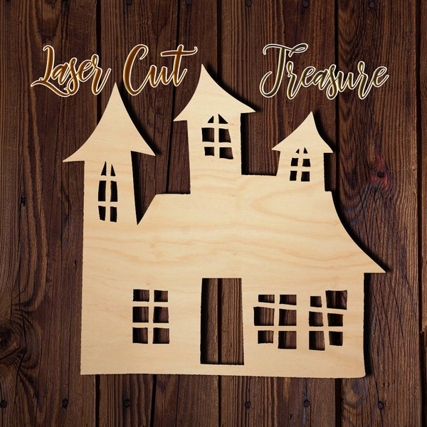 Haunted House - Halloween - Multiple Sizes - Laser Cut Unfinished Wood Cutout Shapes