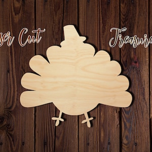 Turkey - Thanksgiving - Unfinished Laser Cut Wood Shape - 1/8&quot; Baltic Birch Plywood - Please read item description