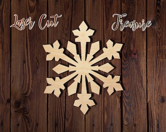 Snowflake - Christmas - Unfinished Laser Cut Wood Shape - 1/8" Baltic Birch Plywood - Please read item description