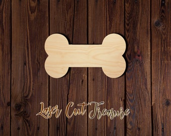 Dog Bone - Unfinished Laser Cut Wood Shape - 1/8" Baltic Birch Plywood - Please read item description