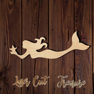 Mermaid - Unfinished Laser Cut Wood Shape - 1/8&quot; Baltic Birch Plywood - Please read item description