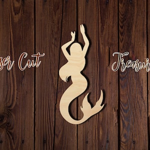 Mermaid - Unfinished Laser Cut Wood Shape - 1/8&quot; Baltic Birch Plywood - Please read item description