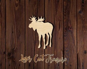 Moose - Unfinished Laser Cut Wood Shape - 1/8" Baltic Birch Plywood - Please read item description