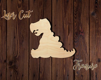 Dinosaur - Unfinished Laser Cut Wood Shape - 1/8" Baltic Birch Plywood - Please read item description
