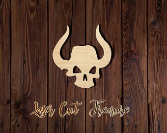 Skull - Halloween - Unfinished Laser Cut Wood Shape - 1/8" Baltic Birch Plywood - Please read item description
