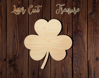 Clover - St Patrick's Day - Unfinished Laser Cut Wood Shape - 1/8" Baltic Birch Plywood - Please read item description