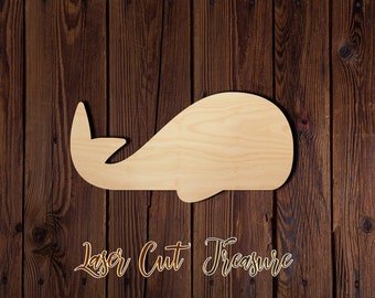 Whale - Unfinished Laser Cut Wood Shape - 1/8" Baltic Birch Plywood - Please read item description