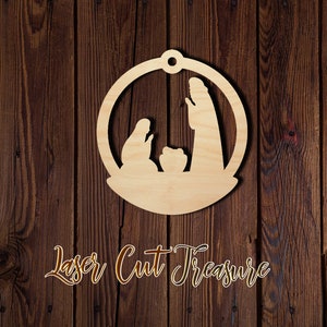 Nativity Scene Ornament - Christmas - Unfinished Laser Cut Wood Shape - 1/8&quot; Baltic Birch Plywood - Please read item description