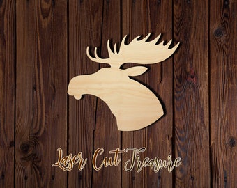 Moose - Unfinished Laser Cut Wood Shape - 1/8" Baltic Birch Plywood - Please read item description