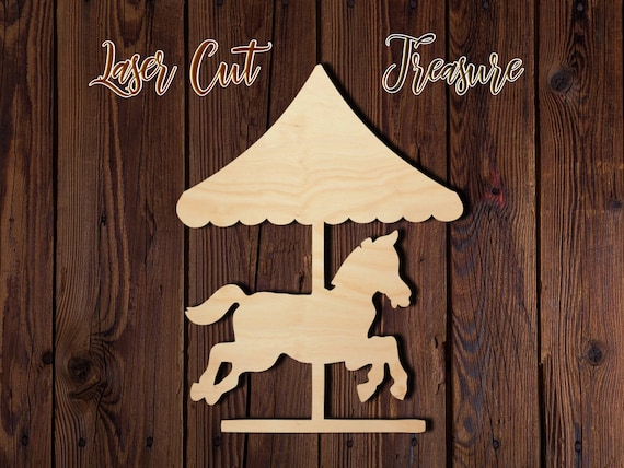 unfinished wooden carousel horses