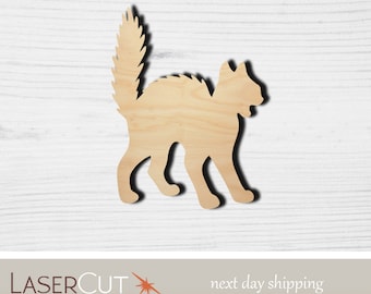 Cat - Halloween - Unfinished Laser Cut Wood Shape - 1/8&quot; Baltic Birch Plywood - Please read item description