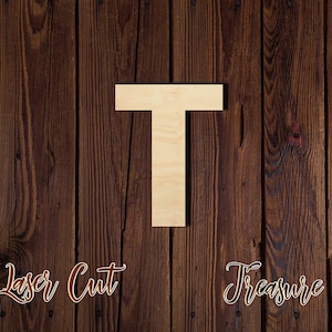 T - Letter - Unfinished Laser Cut Wood Shape - 1/8&quot; Baltic Birch Plywood - Please read item description