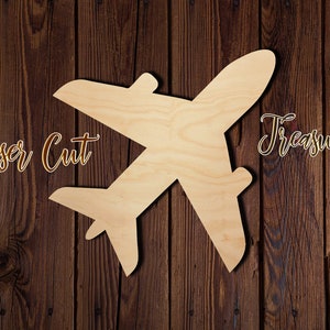 Airplane - Unfinished Laser Cut Wood Shape - 1/8&quot; Baltic Birch Plywood - Please read item description