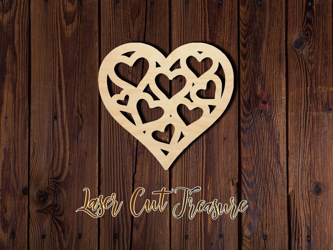 Heart - Valentine's Day - Unfinished Laser Cut Wood Shape - 1/8" Baltic ...