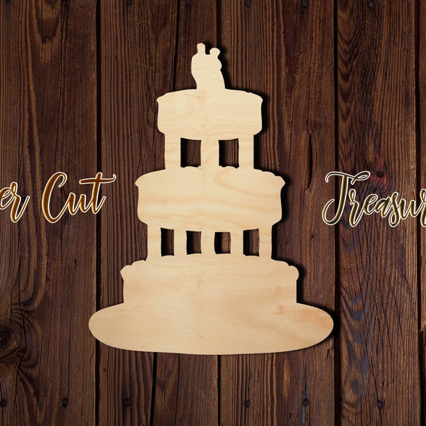 Wedding Cake - Wedding, Anniversary - Unfinished Laser Cut Wood Shape