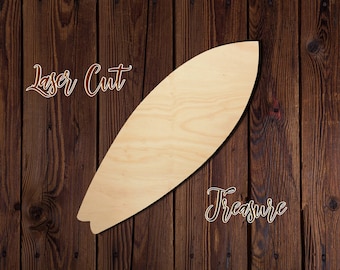 Surf Board Shape - Unfinished Laser Cut Wood Shape - 1/8" Baltic Birch Plywood - Please read item description