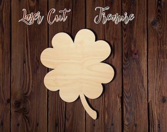 Clover - St Patrick's Day - Unfinished Laser Cut Wood Shape - 1/8" Baltic Birch Plywood - Please read item description