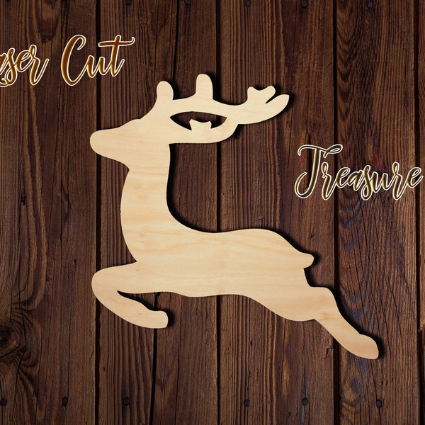 Deer - Christmas - Unfinished Laser Cut Wood Shape