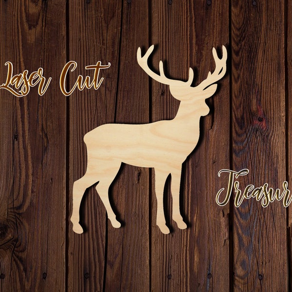 Deer - Christmas - Unfinished Laser Cut Wood Shape