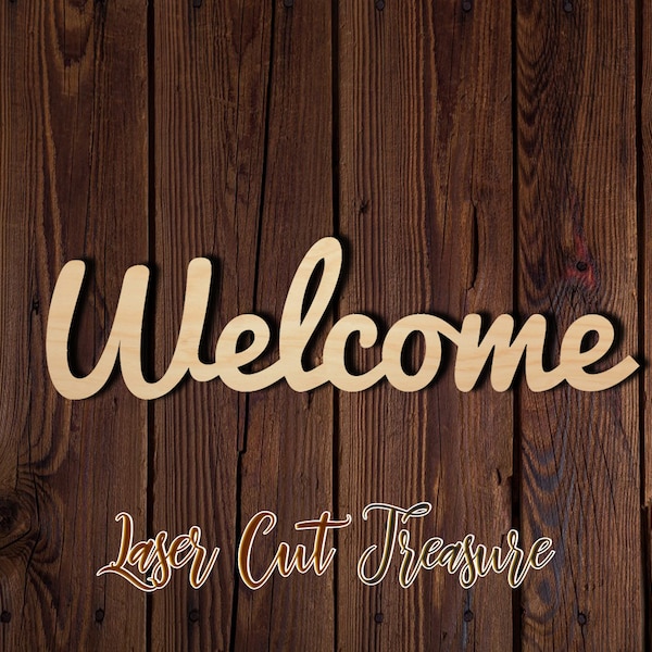 Welcome wood sign - Unfinished Laser Cut Wood Shape