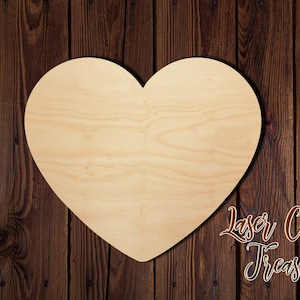 Heart - Valentine&#39;s Day - Unfinished Laser Cut Wood Shape - 1/8&quot; Baltic Birch Plywood - Please read item description