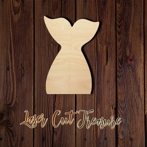 Mermaid Tail - Unfinished Laser Cut Wood Shape - 1/8&quot; Baltic Birch Plywood - Please read item description