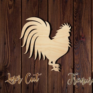 Rooster - Unfinished Laser Cut Wood Shape - 1/8&quot; Baltic Birch Plywood - Please read item description