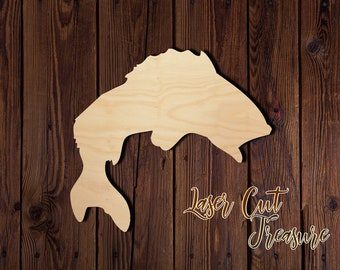 Bass - Fish - Unfinished Laser Cut Wood Shape