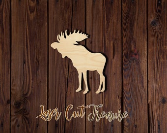 Moose - Unfinished Laser Cut Wood Shape - 1/8" Baltic Birch Plywood - Please read item description