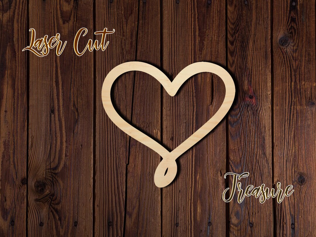 Heart - Valentine's Day - Unfinished Laser Cut Wood Shape - 1/8" Baltic ...
