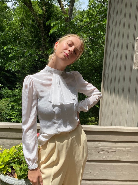 Vintage Ruffled White Blouse