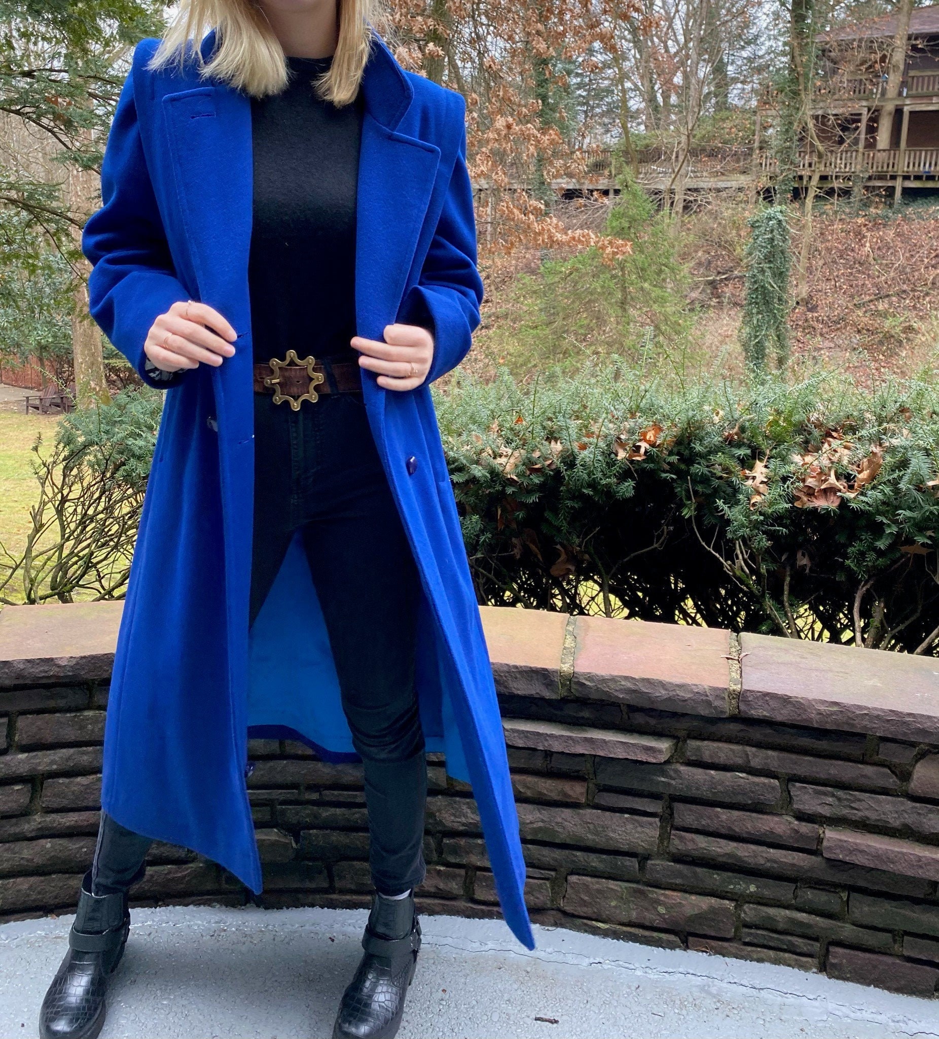 manteau femme bleu électrique