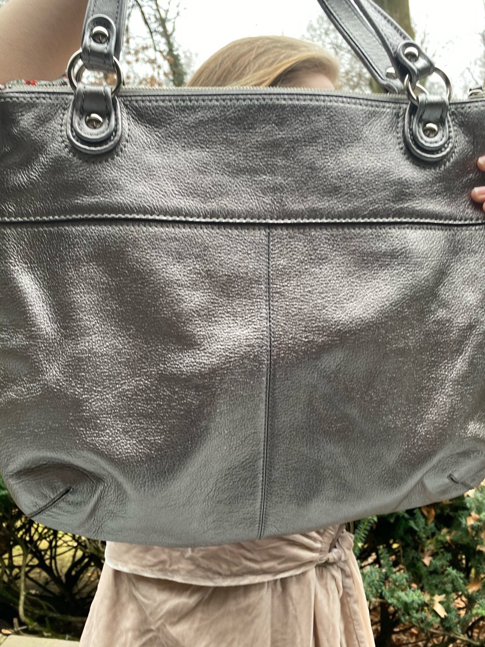 silver coach purse