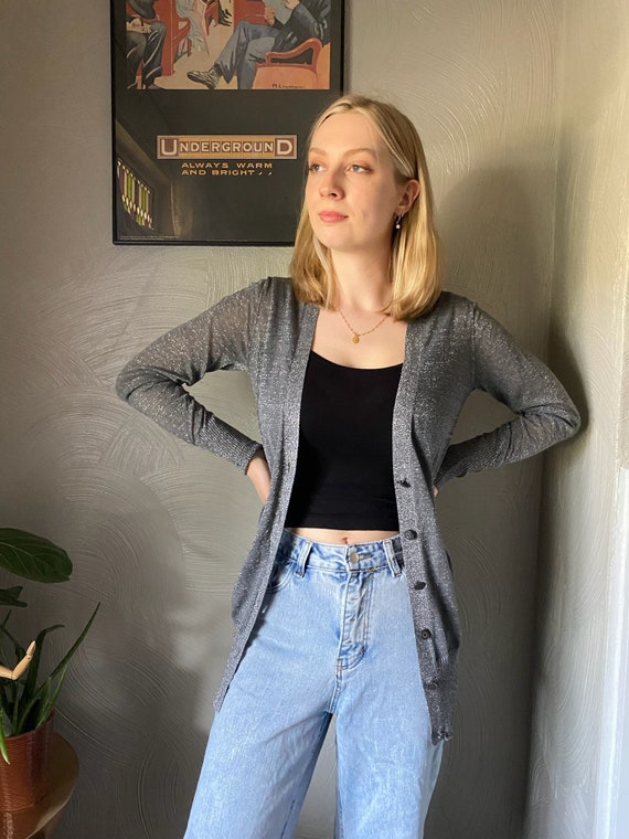 Buy Grey Sparkly Tory Burch Cardigan Online in India - Etsy