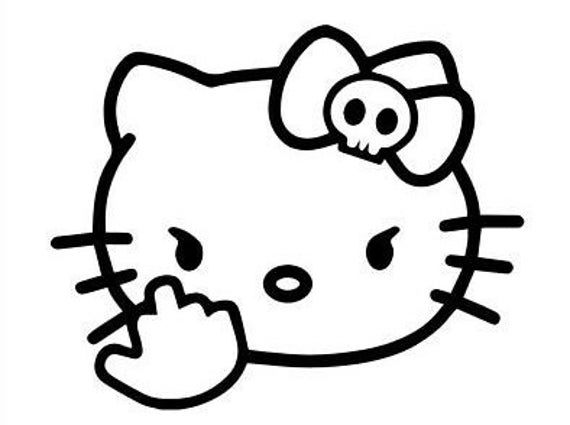 Hello Kitty Middle Finger Car Vinyl Decal Truck Funny Bumper - Etsy