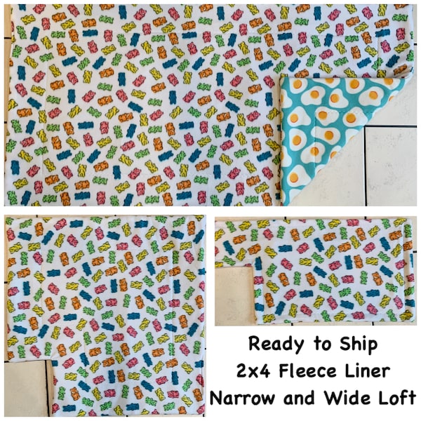 Ready to Ship! 2x4 (27 in x 56 in) Fleece Reversible Cage Liner with a Middle Uhaul Absorbent Layer. 2x2 Wide Loft and 2x1 Narrow Loft Liner