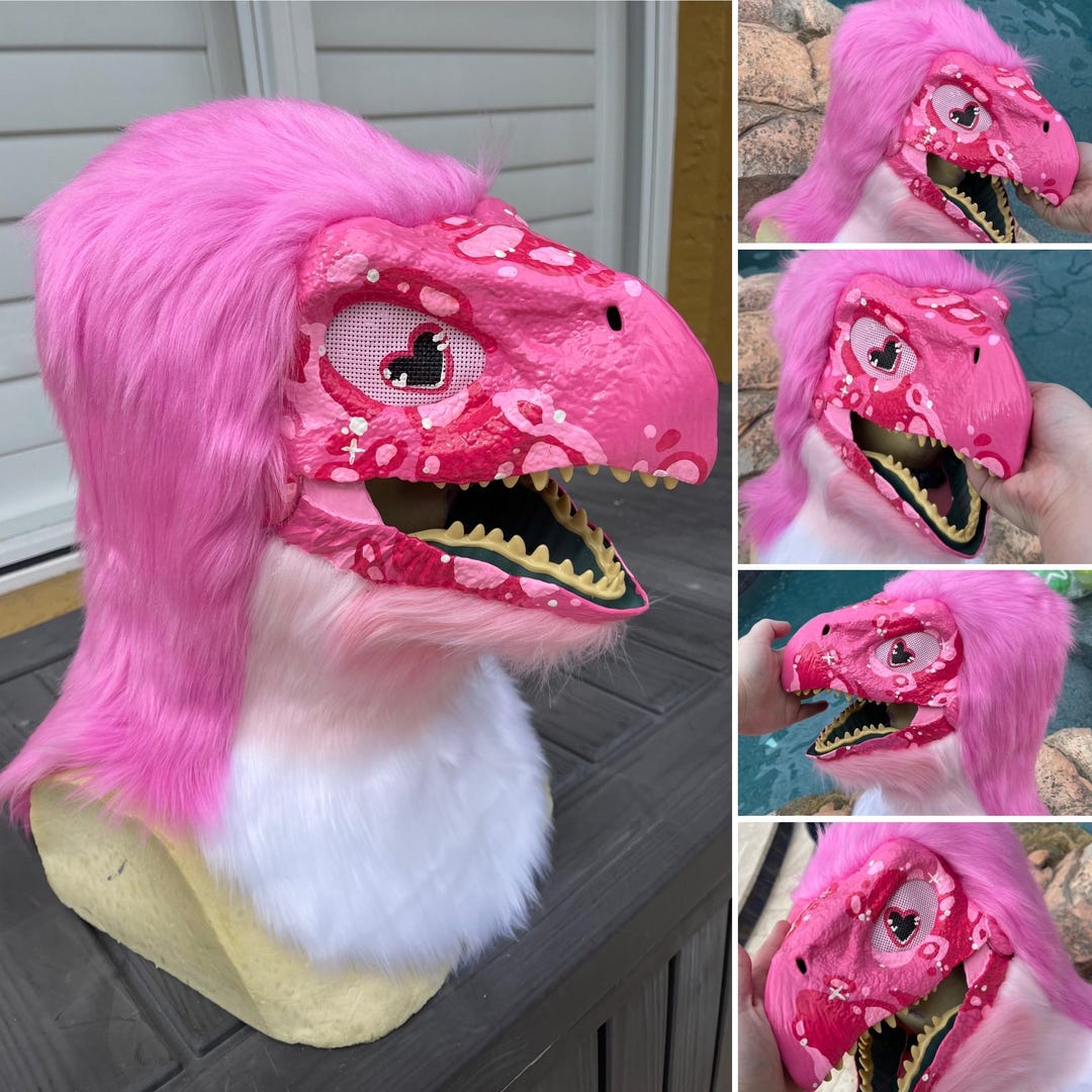 Groovy Pink Raptor Mask Premade - Etsy