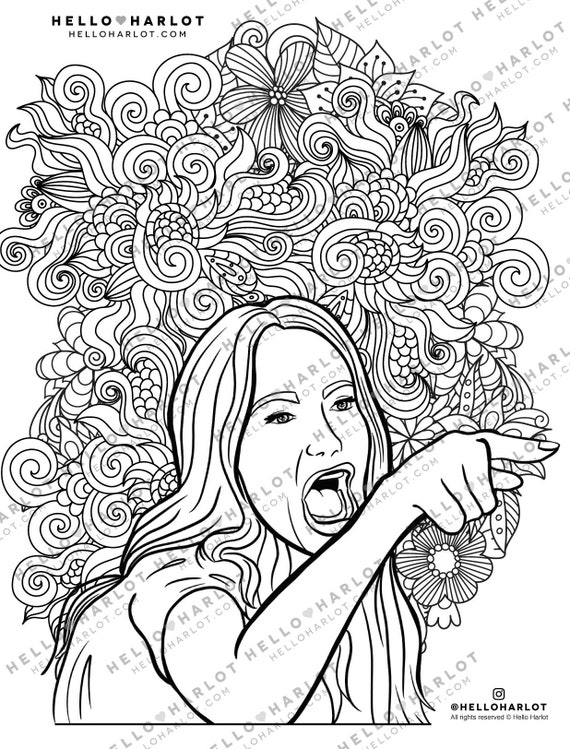 Printable Digital Coloring Page Adult Coloring Book Hand | Etsy